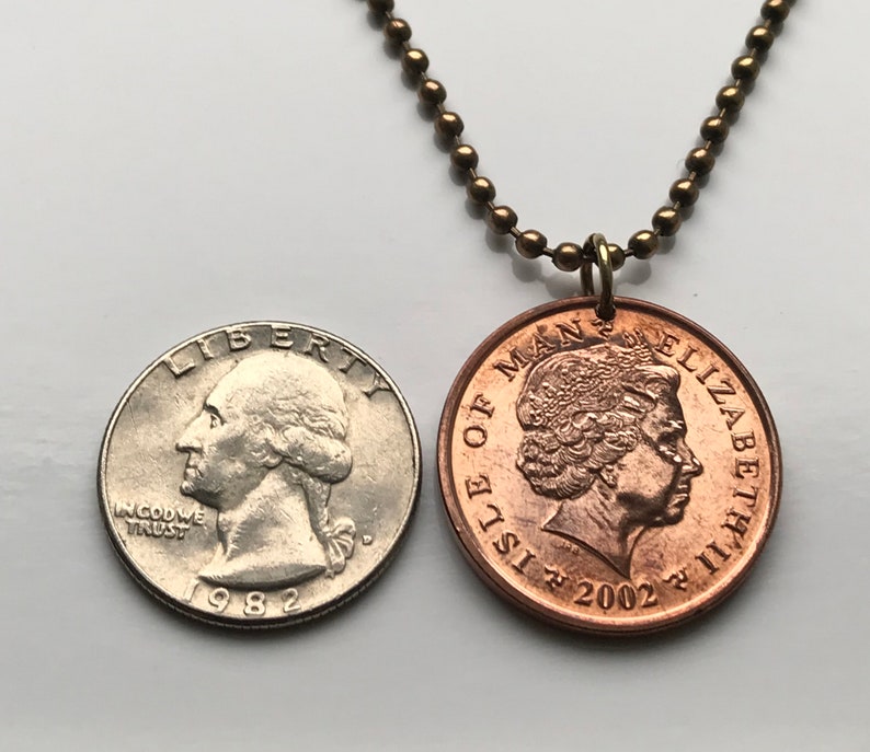 2002 Isle of Man 2 Pence coin pendant Manx Lugger fishing boat sailing Doolish Michael Ayre Garff Peel UK British Isle Goidelic Mann n003221