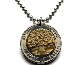 Colombia 500 Ps coin pendant Guacari Holy tree of Samán Valle del Cauca Bogota Pereira Quimbaya Tairona Antioquia Bucaramanga n000146