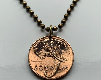 1950 Somalia Centesimo coin pendant African elephant Mogadishu horn of Africa jungle Alula Damo Dhambalin Eyl Hafun Barawa Zeil Bay n000137