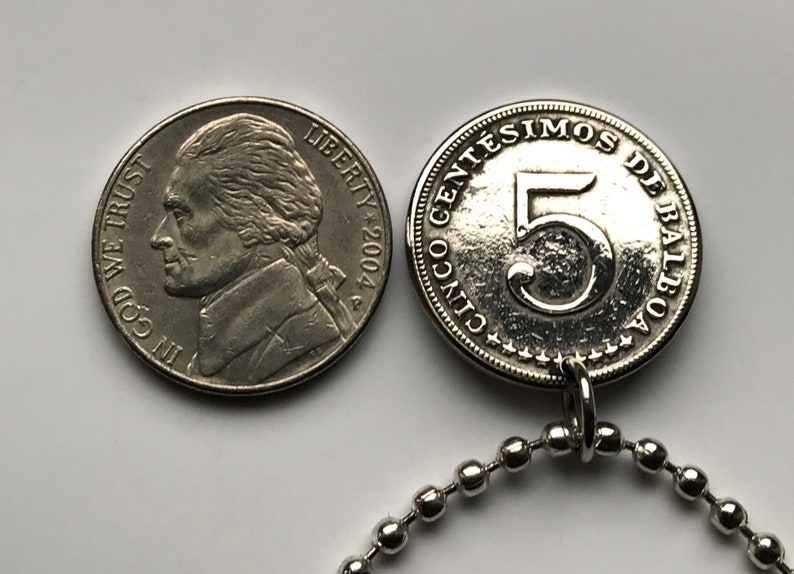 1973 Panama 5 Centavo Panamanian coat of arms eagle coin pendant Balboa Vista Alegre Santiago de Veraguas Col\u00f3n Casco Viejo Coronado n001213