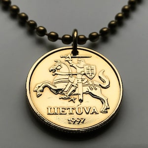 2008 Lithuania Lietuva 20 Centu coin pendant Vytis horse armored knight Vilnius Vityaz Marijampolė Jonava Utena Curonian Samogitia n001104