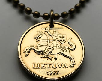 2008 Lithuania Lietuva 20 Centu coin pendant Vytis horse armored knight Vilnius Vityaz Marijampolė Jonava Utena Curonian Samogitia n001104