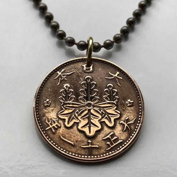1919 to 1938 Japan Sen coin pendant Japanese Paulownia flower