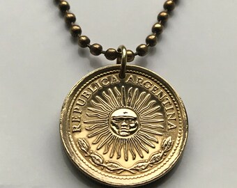 1975 Argentina 1 Peso coin pendant Sol de Mayo Buenos Aires Córdoba Rosario Mendoza La Plata Tucumán Mar del Plata Salta Santa Fe n000199