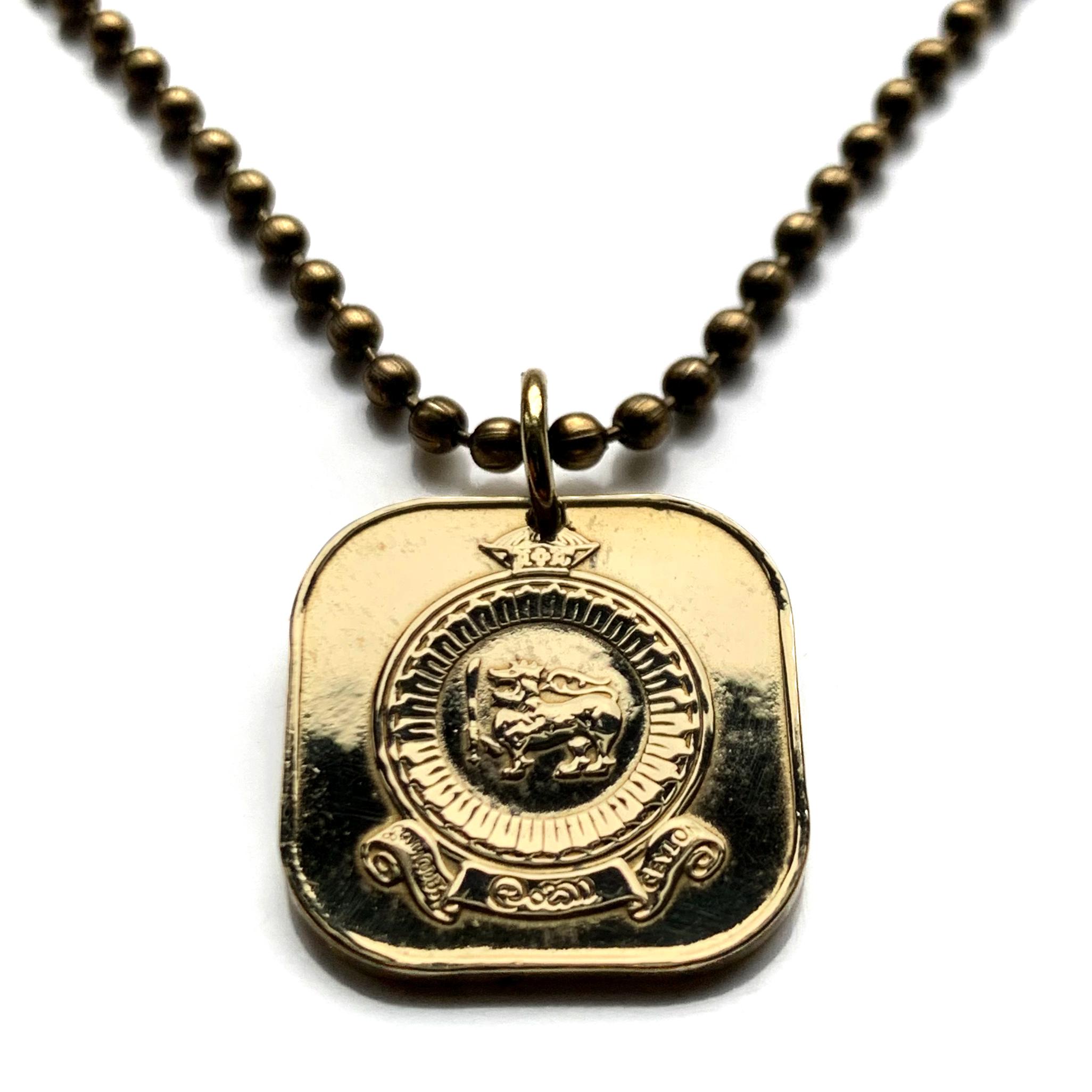 1963 Ceylon Sri Lanka 5 Cents Coin Pendant Golden Lion Colombo
