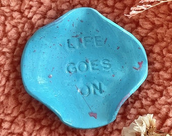 SALE: BTS clay trinket dish - Life Goes On - Blue