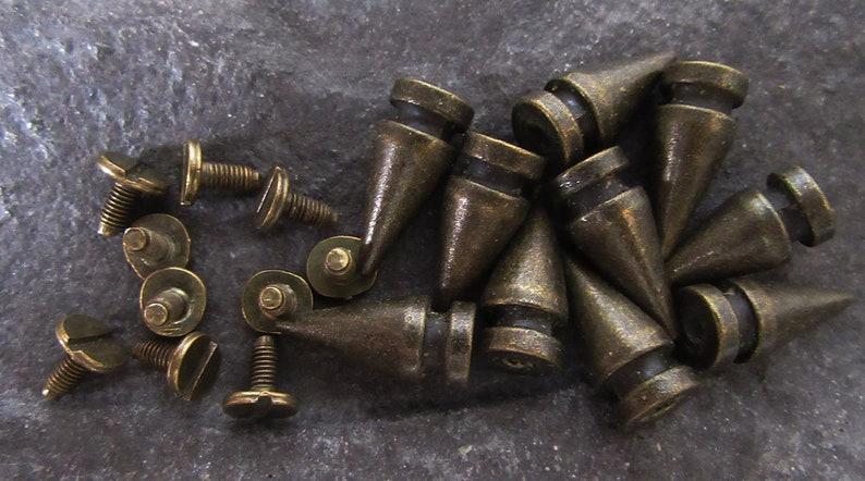 Antique Bronze Spike Rivets For Leather Work On 20mm Image 0