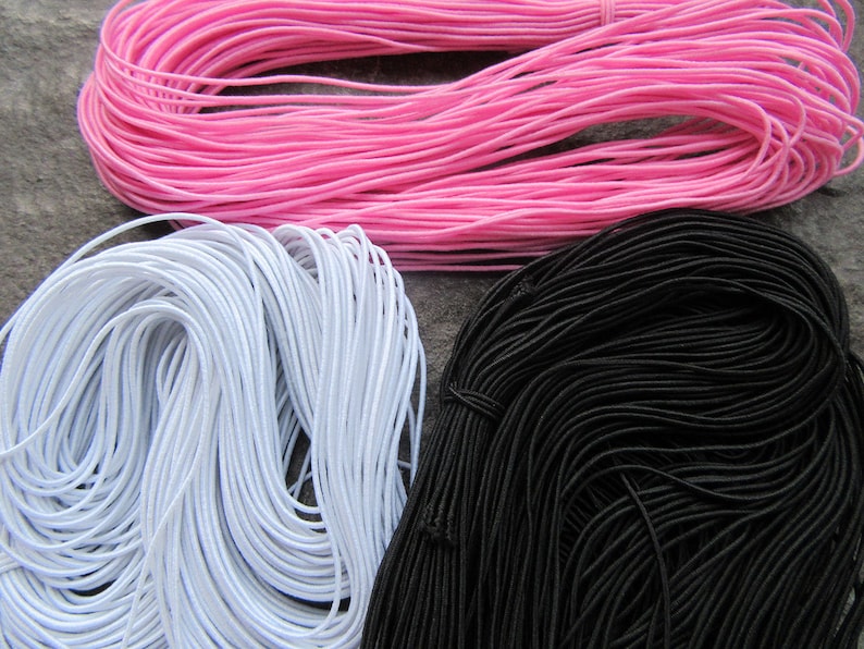 15m x1mm Dia Mixed Elastic Beading Cord Thread Thong Yellow Pink Black White