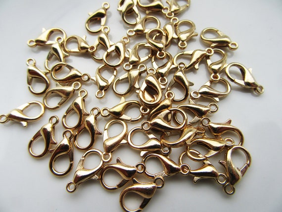 6 Sets Bright Gold Crimp Ends for 2mm to 2.5mm Cord with 12mm Lobster Clasps UK