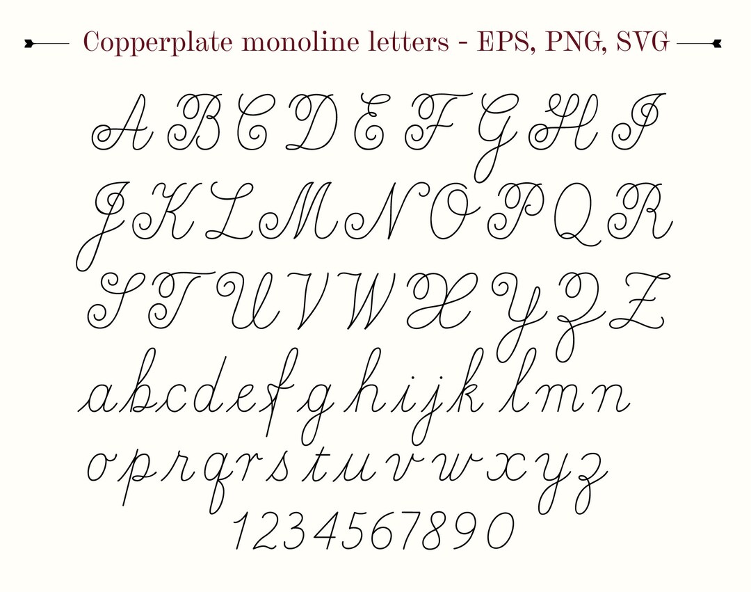 Clipart Alphabet PNG, SVG, EPS Copperplate Monoline Script Letters