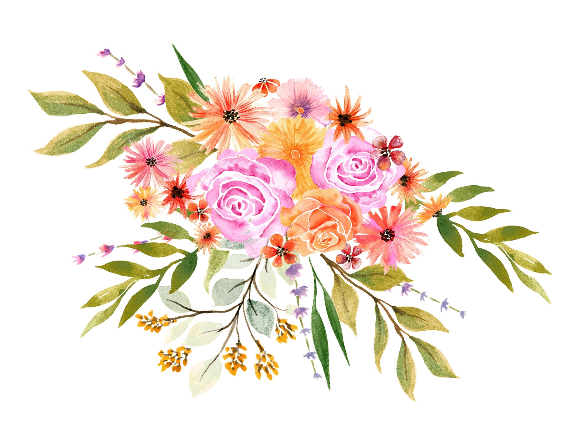 Download Watercolor Autumn Flowers bouquet watercolor clipart ...