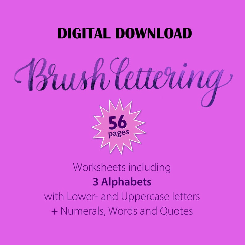 Brush Lettering Workbook A step by step Guide for Beginners 56 pages with 3 Alphabets, Brush Calligraphy Words and Quotes image 6