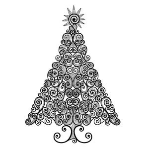 Instant Digital Download Vector Clipart Curly Christmas Tree Seasonal Graphic Illustration Cristmas Embellishments Decoration