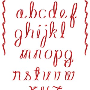 Schleife Alphabet Weihnachten Alphabet Weihnachten Cliparts Rot Satin Kleinbuchstaben rotes Alphabet Digital Download Vektor EPS PNG