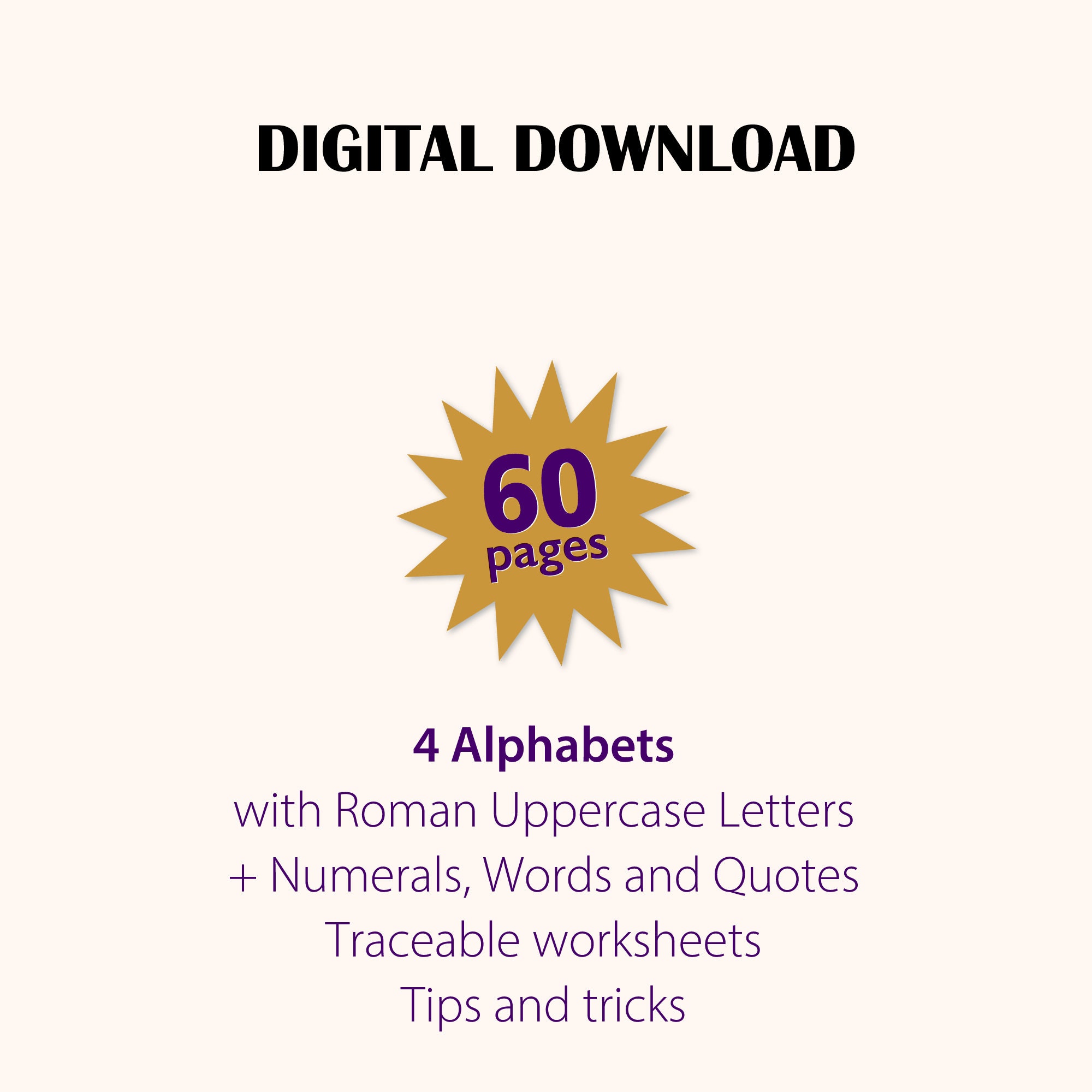 Roman Lettering Worksheet Roman Capitals Calligraphy Workbook for Beginners 60 Pages Traceable ...