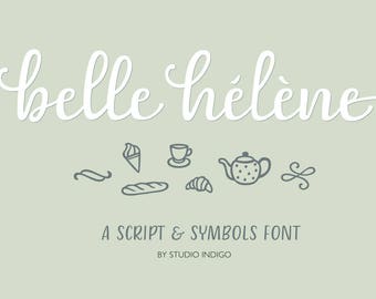 Script Font Calligraphy Font Symbols Font Wedding font Menu font Brush Letters OTF TTF Curvy Script Belle Helene Modern Calligraphy