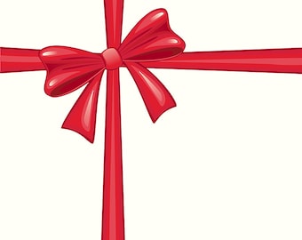 Christmas Clipart Red Satin Bow Decorative Digital Design Element Instant Download Vector Graphics