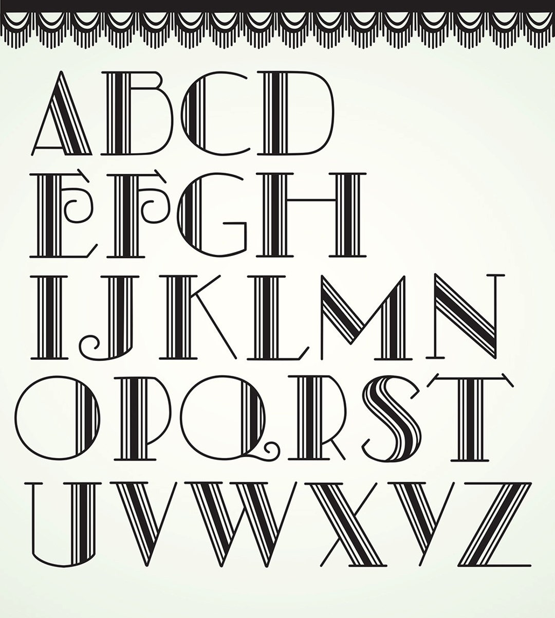 Art Deco Vector Alphabet Retro Letters Clipart Design Elements - Etsy