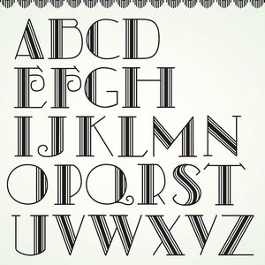 Art Deco Vector Alfabeto retro letras clipart elementos de diseño