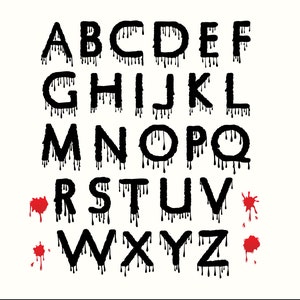 Digital Halloween Clipart Alphabet Dripping Blood Spooky Letters Set Spooky Alphabet Scary Black and Red Uppercase Letters Design Elements