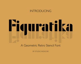 Bold Geometric Art Deco Stencil Font Heavy Cut Out Letters OTF TTF