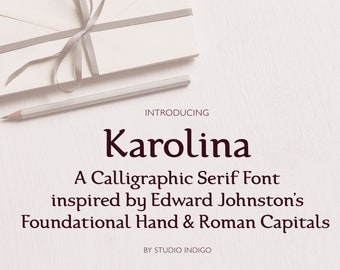 Calligraphic Serif Font Elegant Typeface OTF TTF Foundational Hand Karolina Classic Font Digital Download Multilingual Support