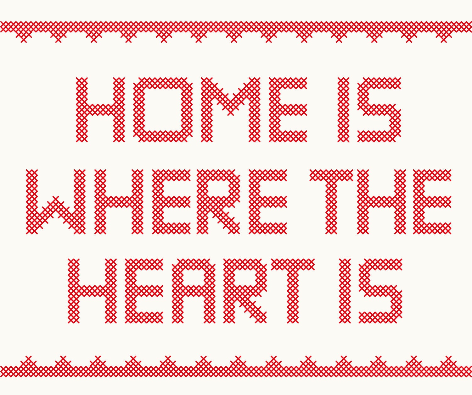 Digital Clipart Home is Where the Heart is Cross Stitch Aphorism