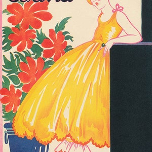 Colorful Digital Vintage Fashion Illustration Ad Instant Digital Download Graphics French Fashion Paris 1920&#39;s Feminine Elegance