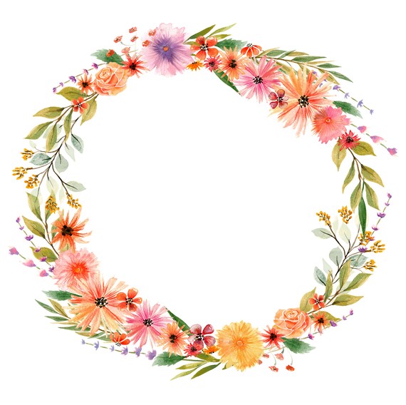 Watercolor autumn flowers floral wreath watercolor clipart flower arrangement digital download flower garland roses daisy hollyhock leaf