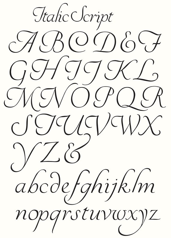 Clipart Alphabet Clipart Letters Italic Script Letters Vector - Etsy