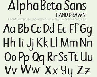 Hand drawn Clipart Alphabet with Sans Serif Lowercase and Uppercase Letters Instant Digital Download