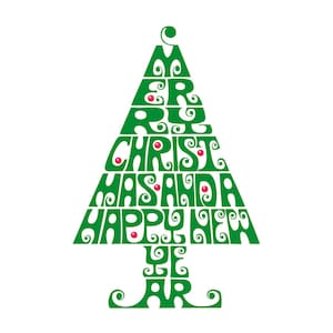 3 tipográfica Digital Clipart Navidad árboles gráficos vectoriales descargas instantáneas negro rojo y verde