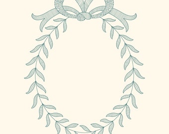 Digital Line Art Bow With Laurel Wreath Romantic Wedding Clipart Floral EPS, PNG, SVG, Wedding Graphics