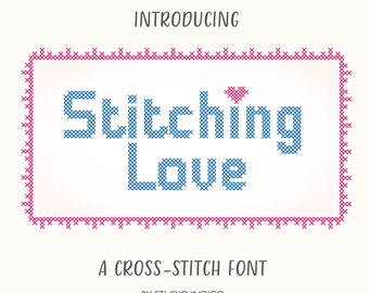 Cross stitch Font Embroidery font Sans serif Font Craft Font Stitching Font OTF TTF Letters Cross-stitch Letters
