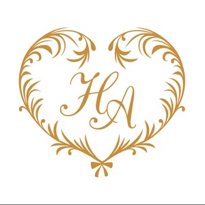 Bruiloft monogram aangepaste monogram gepersonaliseerde monogram bruiloft nodigt floreerde hart initialen monogram met frame 2 letter monogram