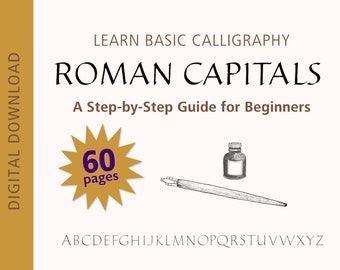 Roman Capitals Calligraphy Workbook for Beginners 60 pages Traceable Worksheets Learn Roman Calligraphy Step-by-step Guide Digital Download