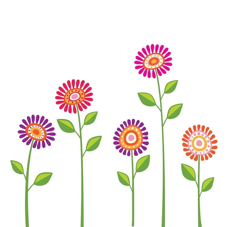 Digitale Blumen Clipart Blumen Vektor Illustrationen Mehrfarbig Helle