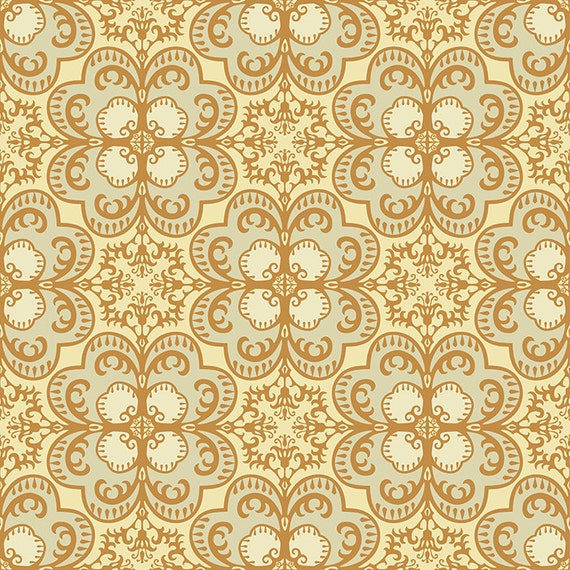 Yellow Damask Pattern Background