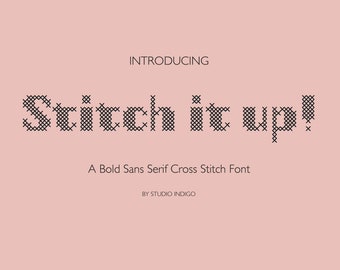 Cross stitch Font Needlepoint font Sans serif Font Craft Font Stitching Font OTF TTF Bold Display Font Cross-stitch Letters