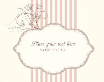 Instant Digital Download Cute Floral Vector Lace Frame Label with Floral Embellishement