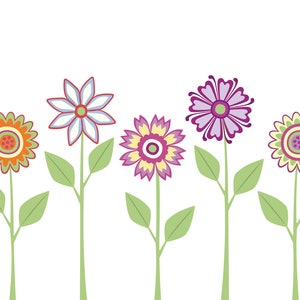 Digital Floral Clipart Flowers Vector Illustrations Multicolored Bright colors Fantasy Flowers Design Elements Graphics EPS PNG