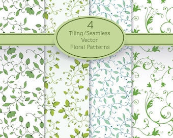 4 High Quality Seamless Digital Floral Patterns.  Purchase includes Tutorial.