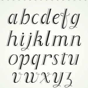デジタルクリップアート アルファベット アールデコ文字 ベクターグラフィック 小文字 筆記体 装飾的 レトロ書体 EPS JPEG PNG