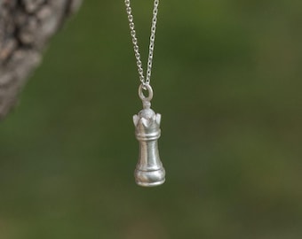 Chess Queen Necklace, Sterling Silver Chess Player Gift