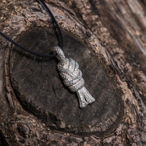 Eight Climbing Knot Pendant, Recycled Sterling Silver Rock Climbing Necklace, Gift for Climbers
