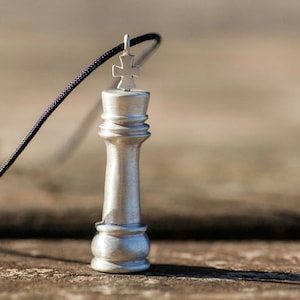 King Chess Piece Necklace, Recycled Sterling Silver King Pendant, Anniversary Gifts for Boyfriend, Chess Jewelry, Unisex Xmas Gift