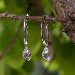 Sterling Silver Seashell Hoop Earrings: Beach Jewelry