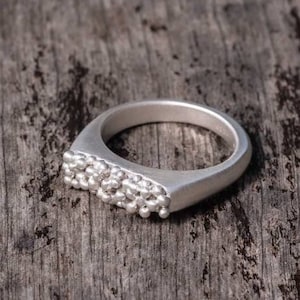 Granulated Ring, Recycled Sterling Silver Bubble Ring, Granulation