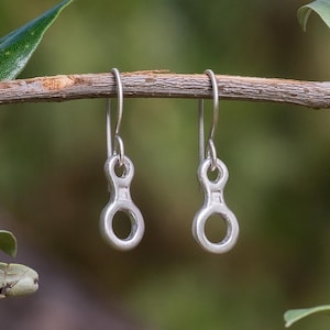 Climbing Figure Eight Dangle Earrings, Recycled Sterling Silver, Gift for Climber