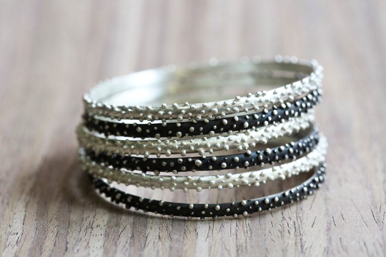 Bubble Sterling Silver Bracelet. Set Of Three